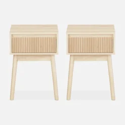 sweeek Set 2 comodini effetto legno con cassetto