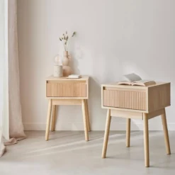 sweeek Set 2 comodini effetto legno con cassetto