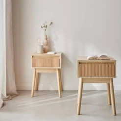 sweeek Set 2 comodini effetto legno con cassetto