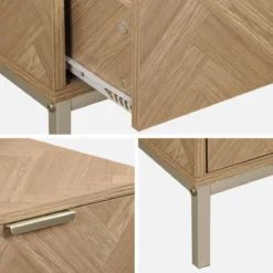 sweeek Set 2 comodini effetto legno con motivo a spina di pesce