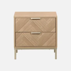 sweeek Set 2 comodini effetto legno con motivo a spina di pesce