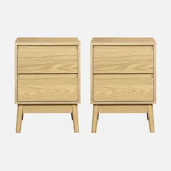 sweeek Set 2 comodini effetto legno con due cassetti