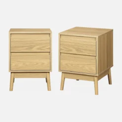 sweeek Set 2 comodini effetto legno con due cassetti