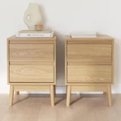 sweeek Set 2 comodini effetto legno con due cassetti