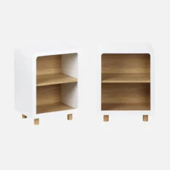 sweeek Set 2 comodini effetto legno con 2 nicchie
