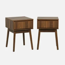 Set 2 comodini effetto legno con cassetto
