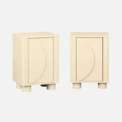 sweeek Set 2 comodini effetto legno di mango 1 anta reversibile