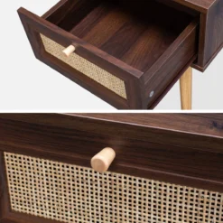 sweeek Set 2 comodini effetto legno e cannage
