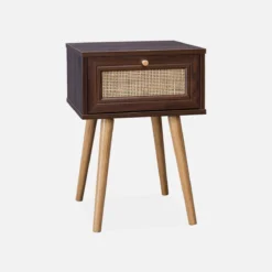 sweeek Set 2 comodini effetto legno e cannage