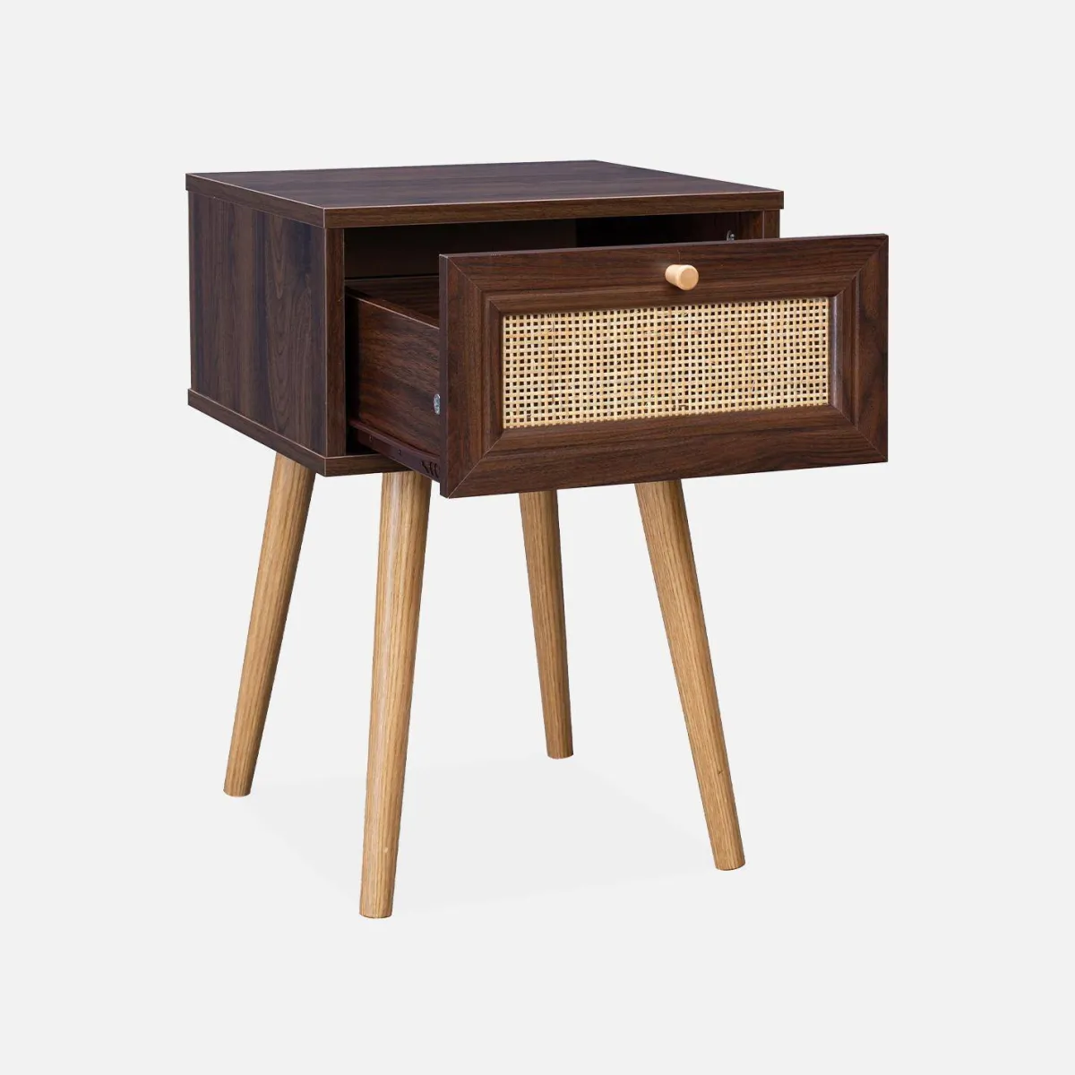 sweeek Set 2 comodini effetto legno e cannage