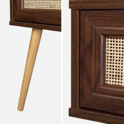 sweeek Set 2 comodini effetto legno e cannage