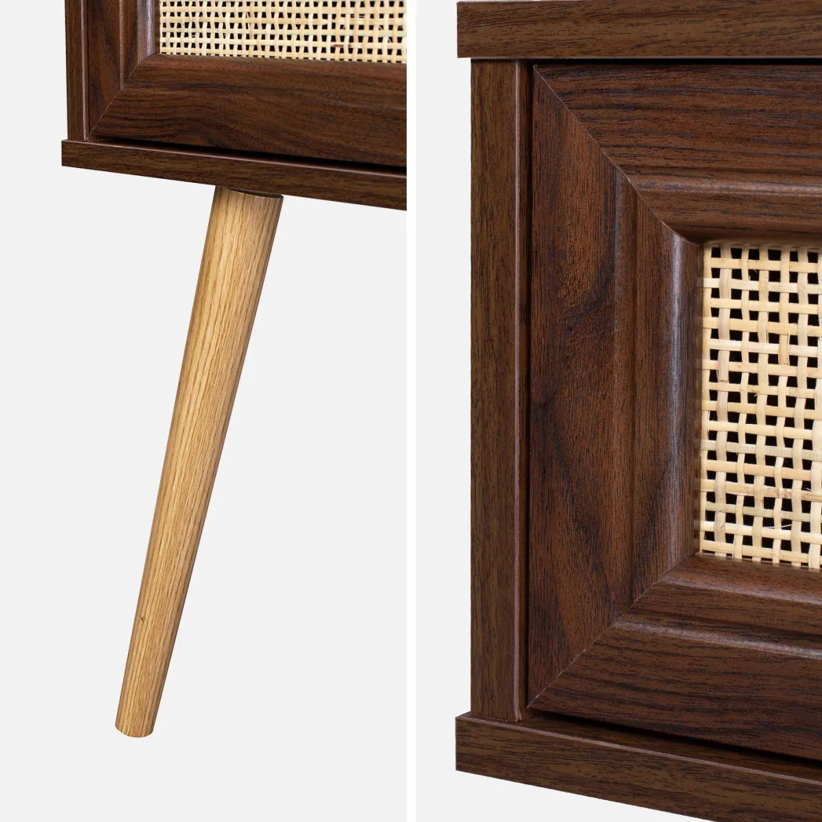 sweeek Set 2 comodini effetto legno e cannage