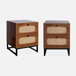 sweeek Set 2 comodini effetto legno e canna