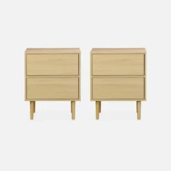 sweeek Set 2 comodini effetto legno naturale