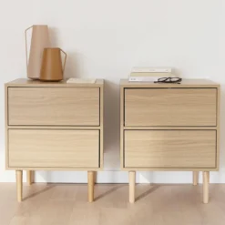 sweeek Set 2 comodini effetto legno naturale