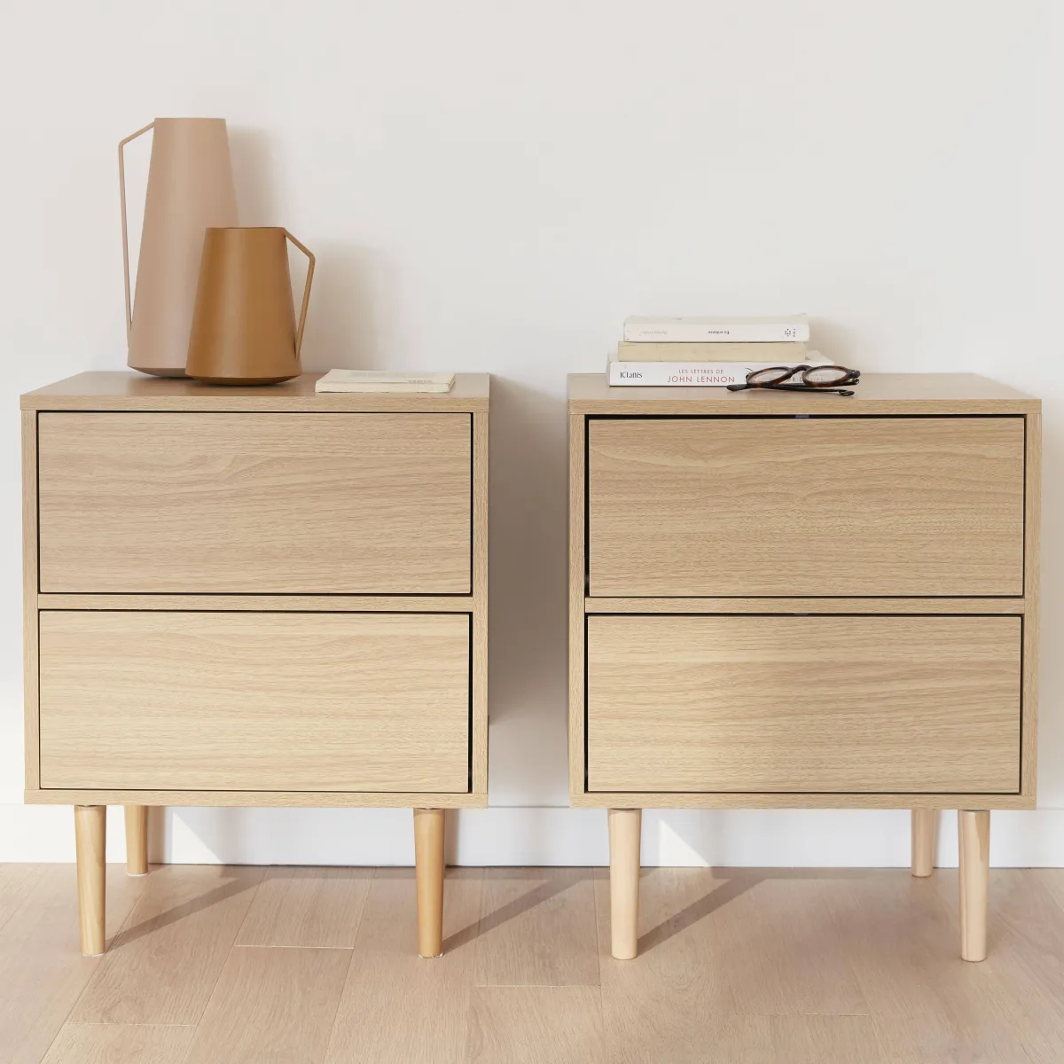 sweeek Set 2 comodini effetto legno naturale