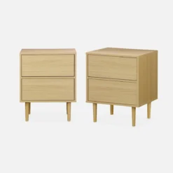 sweeek Set 2 comodini effetto legno naturale