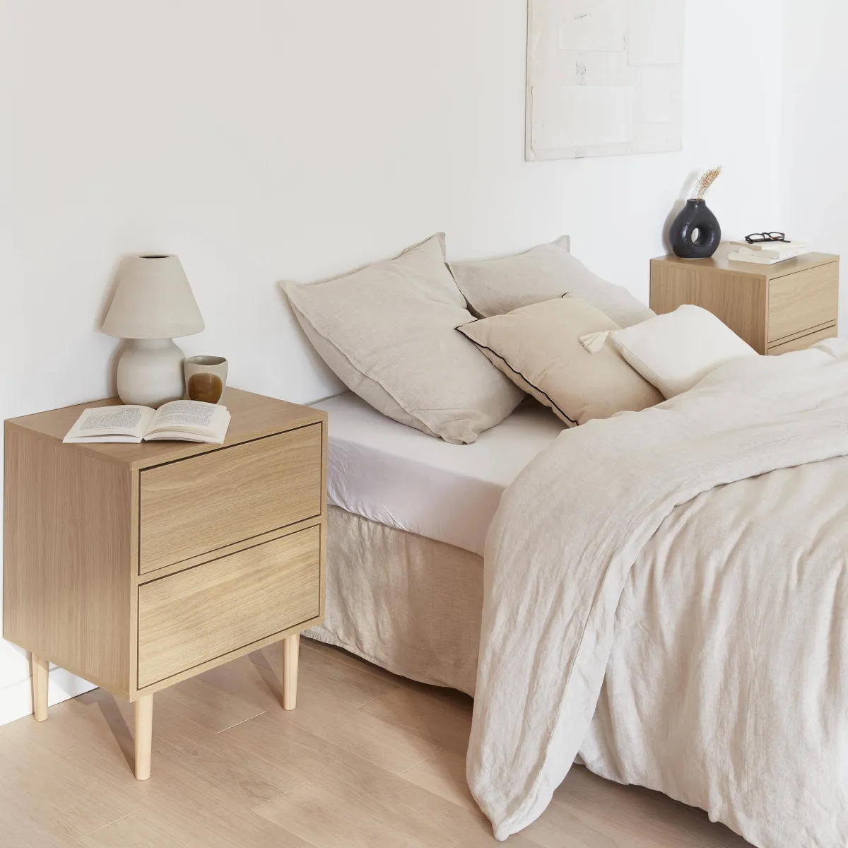 sweeek Set 2 comodini effetto legno naturale