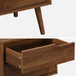 sweeek Set 2 comodini effetto legno noce, 2 cassetti
