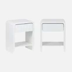 sweeek Set 2 comodini effetto legno scanalato, 1 cassetto, 1 ripiano