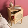 sweeek Set 2 comodini in legno con ante in cannage