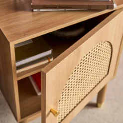 sweeek Set 2 comodini in legno con ante in cannage