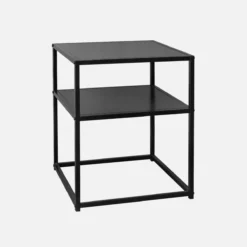 sweeek Set 2 comodini in metallo nero con ripiano
