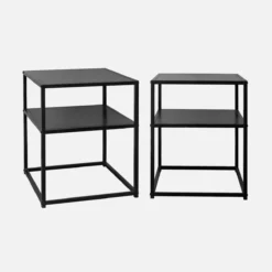sweeek Set 2 comodini in metallo nero con ripiano