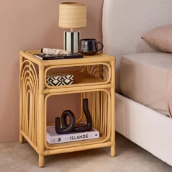 sweeek Set 2 comodini in rattan 1 vano portaoggetti