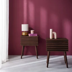 sweeek Set 2 comodini scandinavi con decoro in legno scanalato