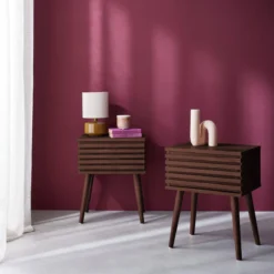sweeek Set 2 comodini scandinavi con decoro in legno scanalato