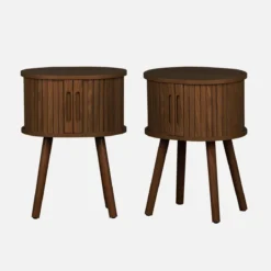 sweeek Set 2 comodini scandinavi decorazione legno 2 ante scorrevoli