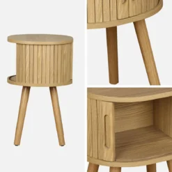 Set 2 comodini scandinavi decorazione legno 2 ante scorrevoli