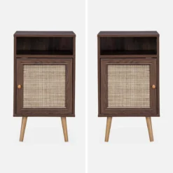 Set 2 comodini scandinavi in intrecciatura cannage