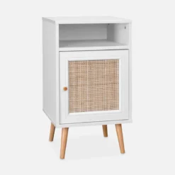 Set 2 comodini scandinavi in intrecciatura cannage