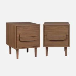 sweeek Set 2 comodini vintage effetto legno 2 cassetti