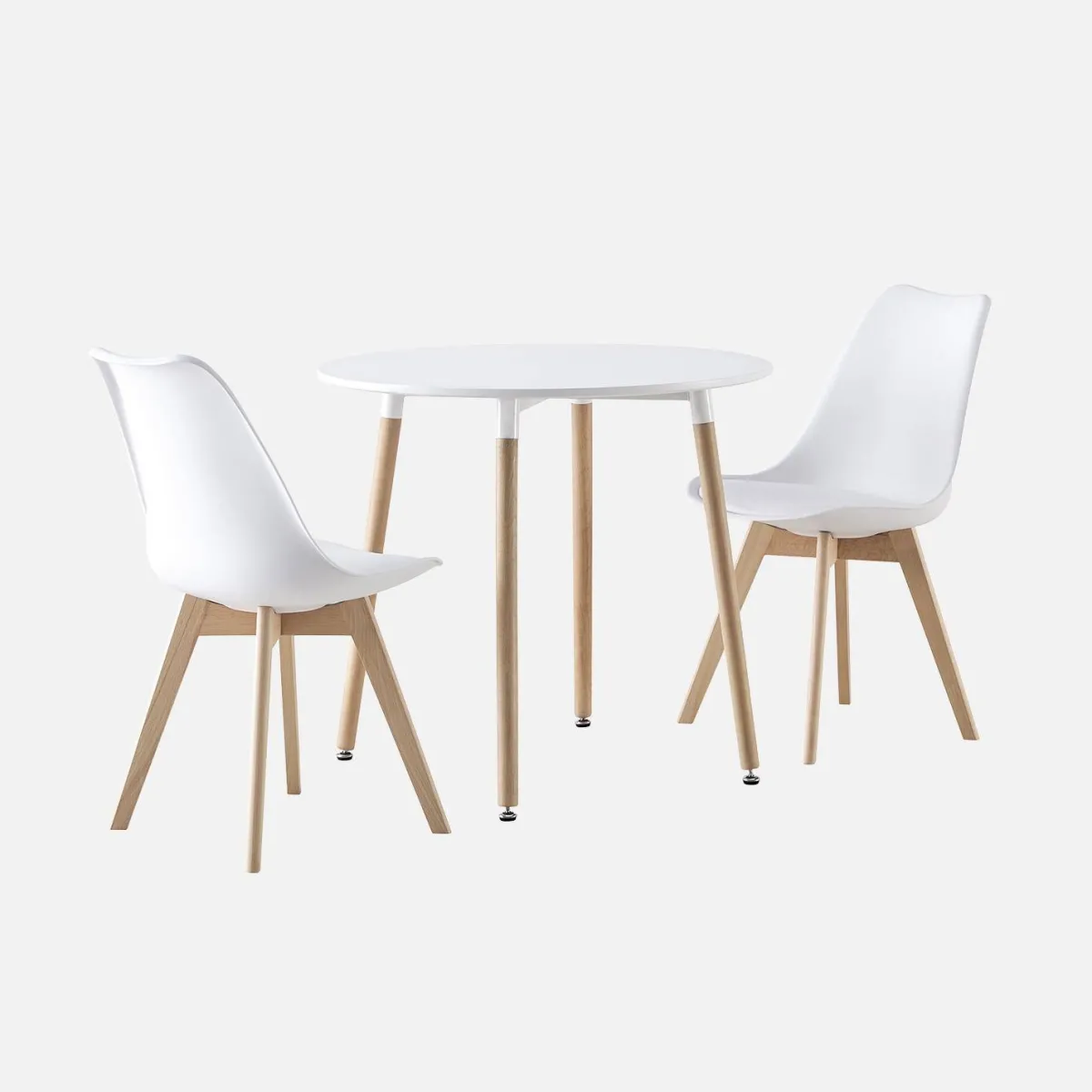 sweeek Set da pranzo tondo e 2 sedie, 80cm