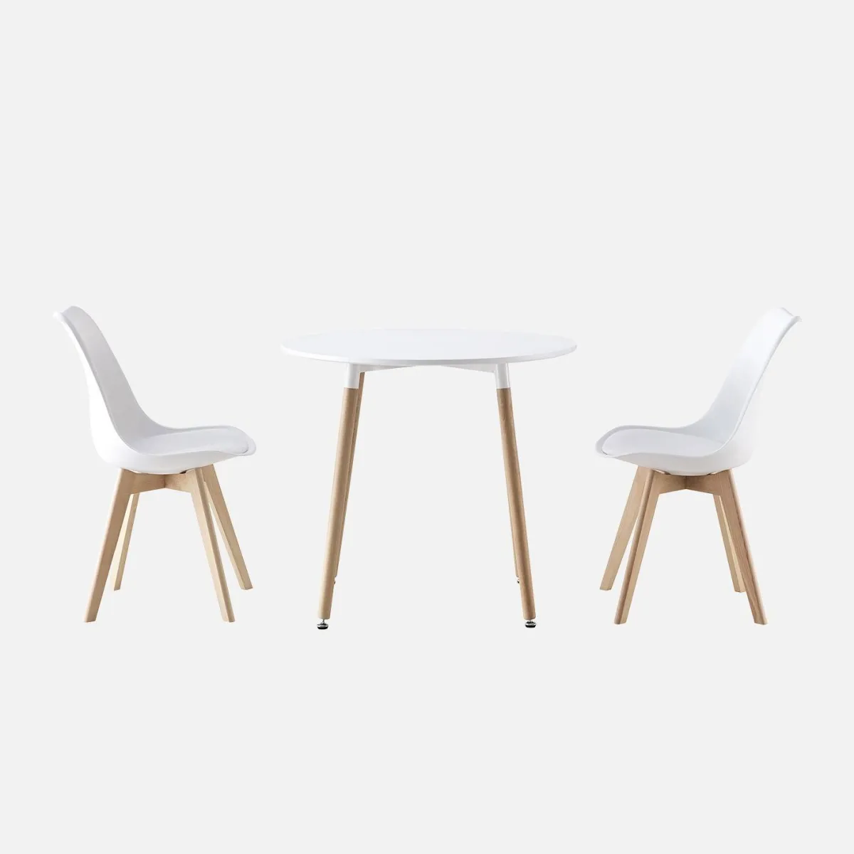 sweeek Set da pranzo tondo e 2 sedie, 80cm