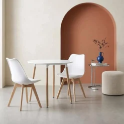 sweeek Set da pranzo tondo e 2 sedie, 80cm