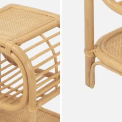 sweeek Set di 2 comodini in rattan naturale curvato, 1 vano