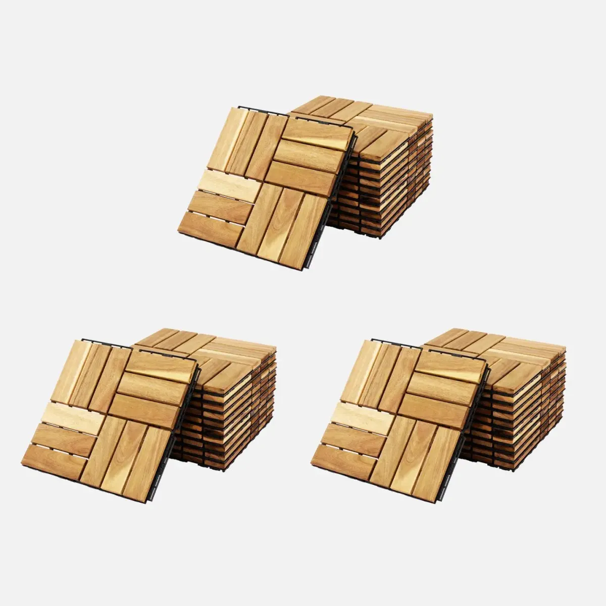 sweeek Set di piastrelle per patio in legno, 30x30cm