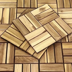 sweeek Set di piastrelle per patio in legno, 30x30cm