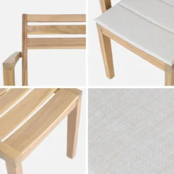 sweeek Set di 4 poltrone da giardino in legno di acacia con cuscino