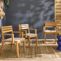 sweeek Set di 4 poltrone da giardino in legno di acacia con cuscino