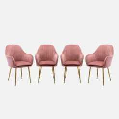 sweeek Set di 4 poltrone in velluto con gambe in metallo