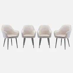 Set di 4 poltrone in velluto con gambe in metallo