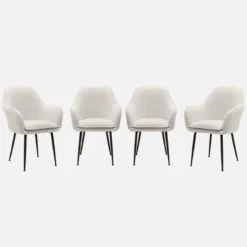 sweeek Set di 4 poltrone riccia con gambe in metallo