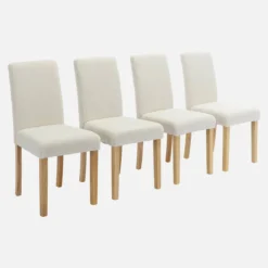 sweeek Set di 4 sedie a coste con gambe in legno