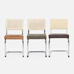 sweeek Set di 2 sedie a sbalzo, tessuto e rattan