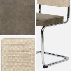 sweeek Set di 2 sedie a sbalzo, tessuto e rattan